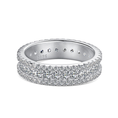 Flydeer Wedding Band for Women Round 925 Sterling Silver 5A Cubic Zirconia Eternity Engagement Rings for Women Size 6-9