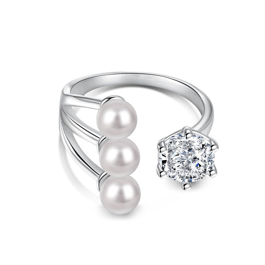 Flydeer Wedding Band for Women 925 Silver Open Ring DY120876-S-W-WH