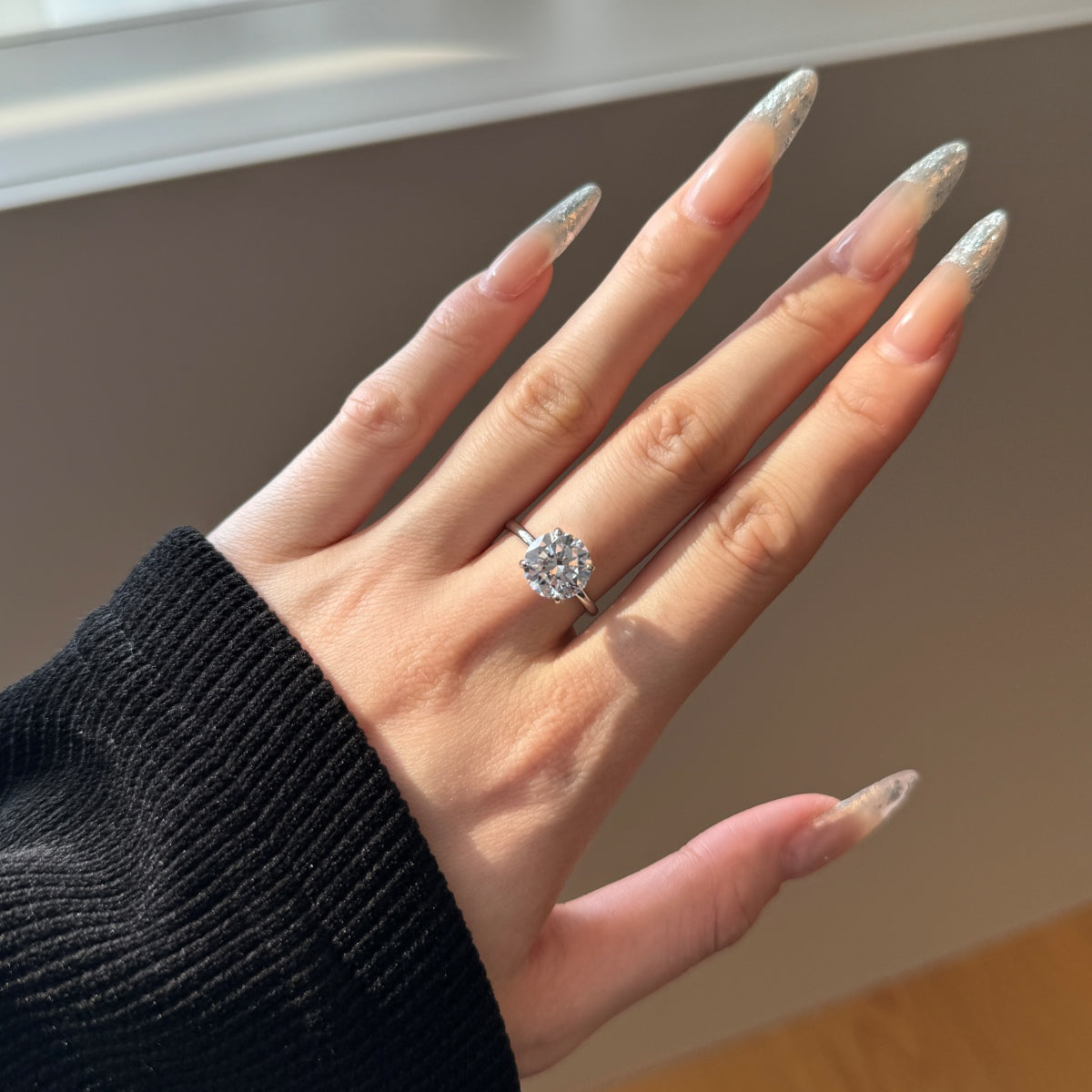 Flydeer 4 CT Engagement Ring for Women 925 Sterling Silver Round Solitaire Wedding Promise Ring for Her AAAAA CZ Size 5-9