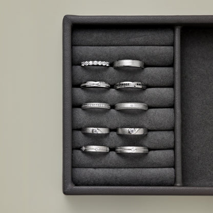 Flydeer Wedding Matching Couple's Band for Men - Solitaire Zirconia with Beaded Around, 925 Sterling Silver Matte-Brushed Finish Lover Ring for His Silver Size 7-12