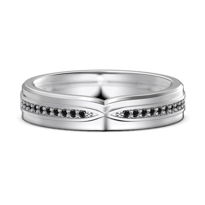 Flydeer Wedding Matching Ring for Men - Pave Black Zirconia with 925 Sterling Silver Groom Lovers Couple Rings for His Silver Size 7-12