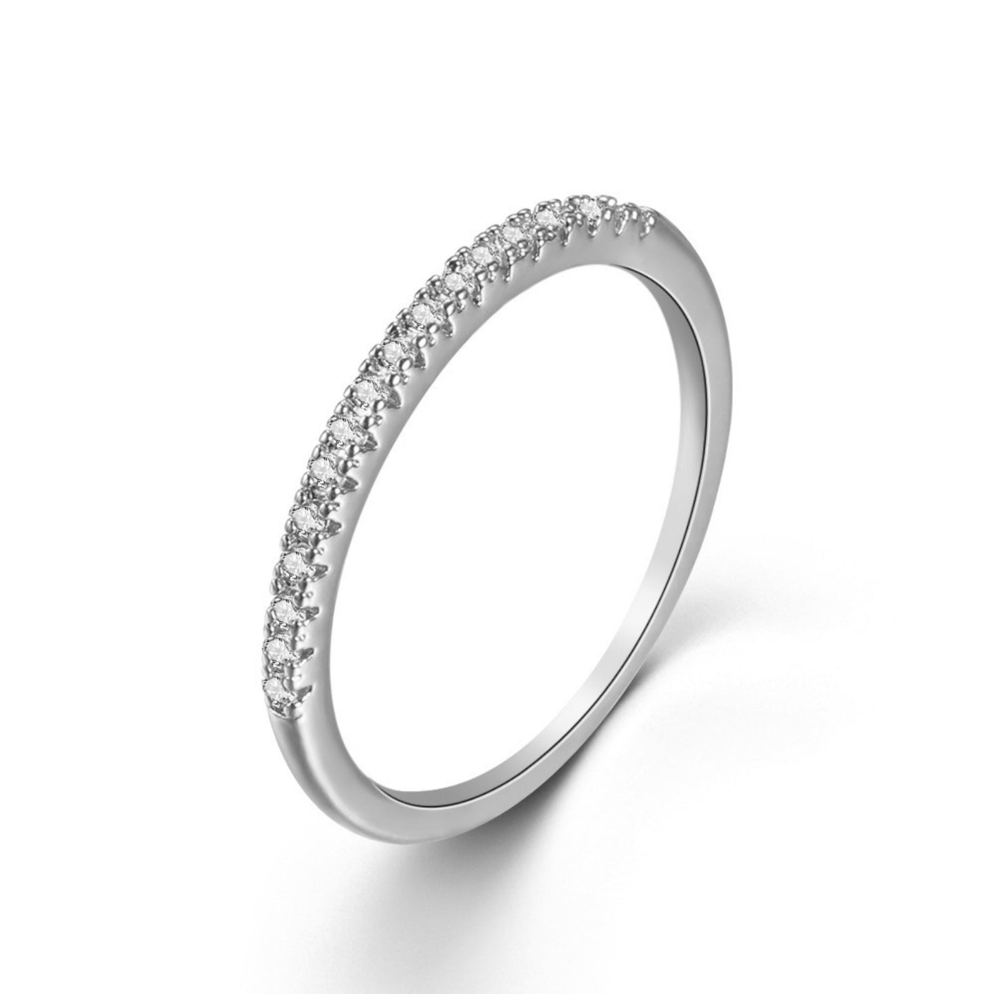 Flydeer Cubic Zirconia Half Eternity Stackable Wedding Ring TL120201-S-W-WH