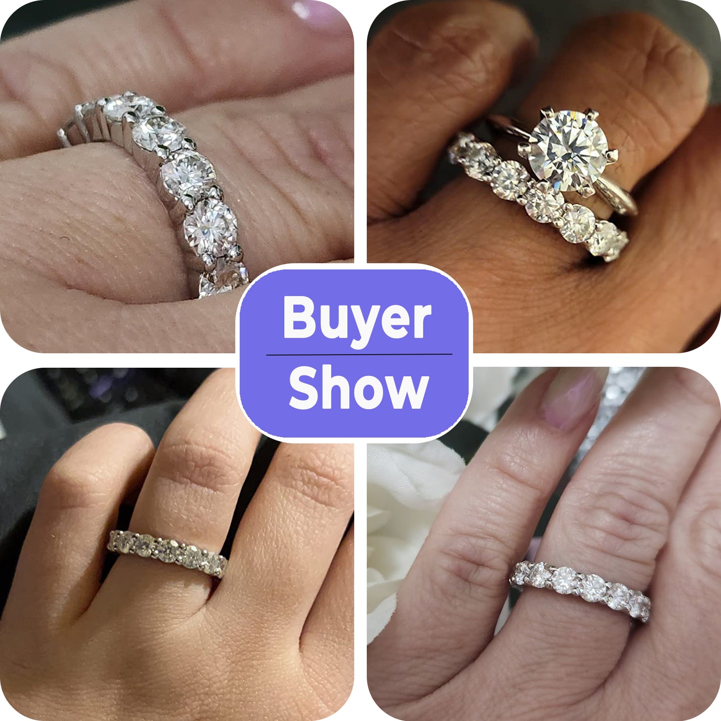 Flydeer Engagement Wedding Rings for Women 925 Sterling Silver 5A CZ Wedding Band for Her Round Cut Eternity Row Stackable Ring Size 5-9