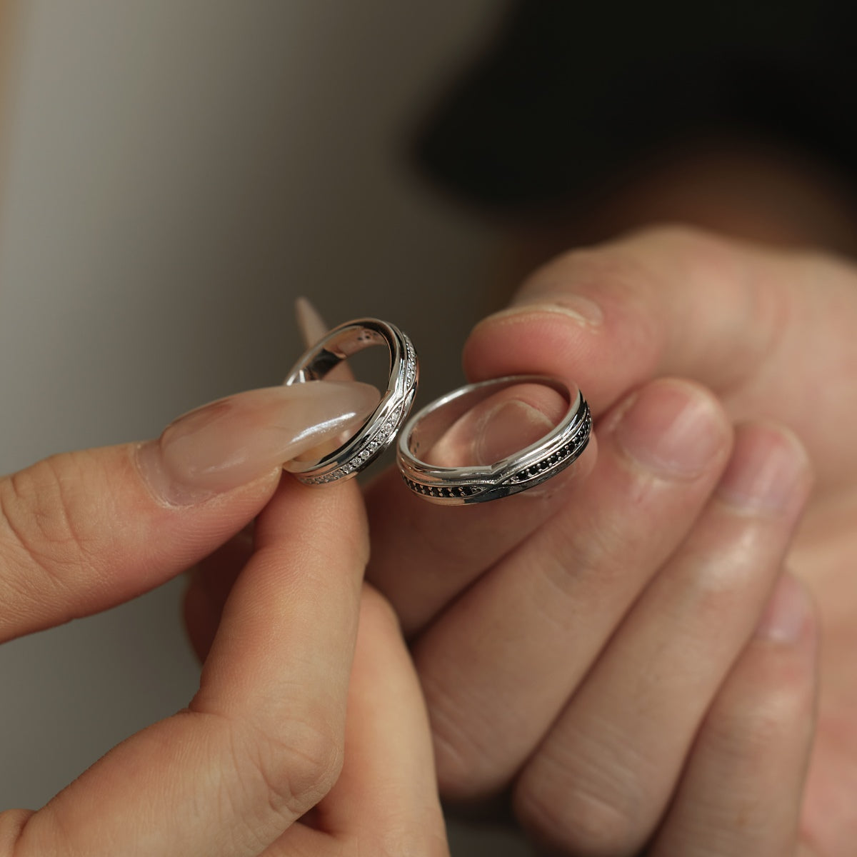 Flydeer Wedding Matching Ring for Women - Pave Zirconia with 925 Sterling Silver Bridal Lovers Couple Rings for Her Silver Size 5-8