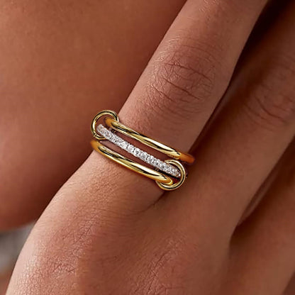 Flydeer Fashion Elegant Stackable Rings for Women 925 sterling silver with 5A Cubic Zirconia Interlocking 3-Band Stacked Ring Statement Multi Ring Stacking Jewelry for Her Size 6-9