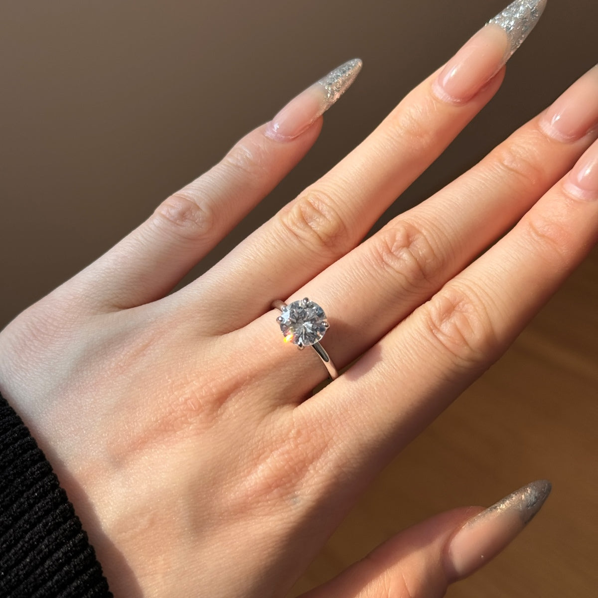 Flydeer 3 CT Engagement Ring for Women 925 Sterling Silver Round Solitaire Wedding Promise Ring for Her AAAAA CZ Size 5-8