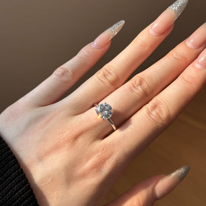 Flydeer 3 CT Engagement Ring for Women 925 Sterling Silver Round Solitaire Wedding Promise Ring for Her AAAAA CZ Size 5-8