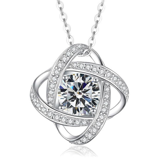 Flydeer Necklaces for Women 925 Sterling Silver Infinity Knot Pendant Necklace 5A CZ Eternity Knot Anniversary Jewelry Gifts for Women