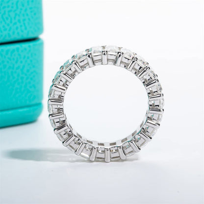 Flydeer Engagement Wedding Rings for Women 925 Sterling Silver 5A CZ Emerald Cut Wedding Band for Women Eternity Rectangle Stacking Ring for Her Size 5-9