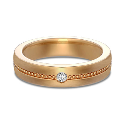 Flydeer Wedding Matching Couple's Band for Men - Solitaire Zirconia with Beaded Around, 925 Sterling Silver Matte-Brushed Finish Lover Ring for His Silver Size 7-12