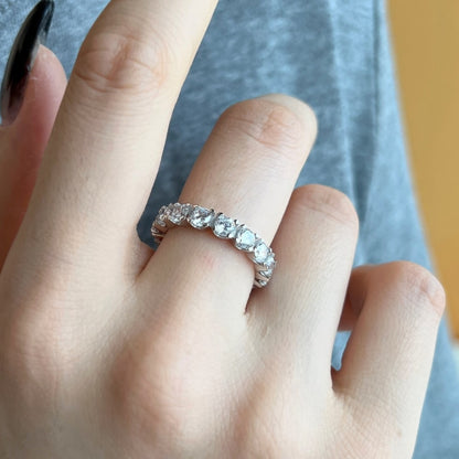 Flydeer Engagement Wedding Rings for Women 925 Sterling Silver 5A CZ Wedding Band for Her Round Cut Eternity Row Stackable Ring Size 5-9