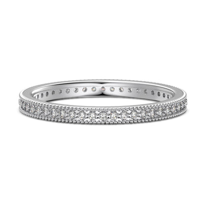 Flydeer Wedding Band for Women Pave 5A Zirconia 925 Sterling Silver Thin Eternity Stackable Engagement Ring for Her Silver Size 5-8