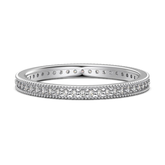 Flydeer Wedding Band for Women Pave 5A Zirconia 925 Sterling Silver Thin Eternity Stackable Engagement Ring for Her Silver Size 5-8