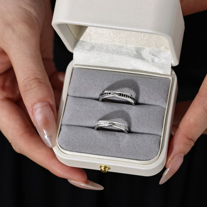 Flydeer Wedding Matching Ring for Women - Pave Zirconia with 925 Sterling Silver Bridal Lovers Couple Rings for Her Silver Size 5-8
