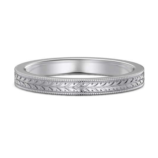 Flydeer Wedding Band for Women, 925 Sterling Silver Wheat Minimalist Thin Eternity Stackable Ring for Her Size 5-8