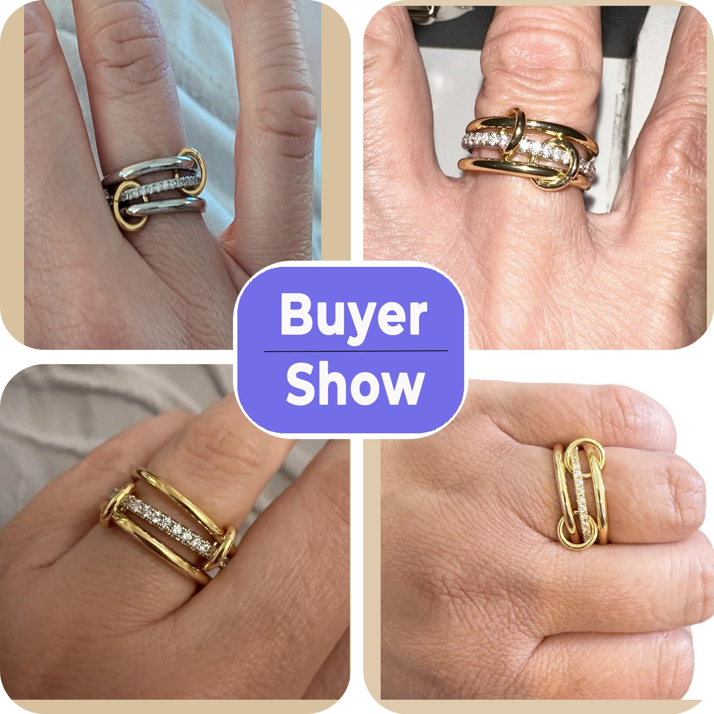 Flydeer Fashion Elegant Stackable Rings for Women 925 sterling silver with 5A Cubic Zirconia Interlocking 3-Band Stacked Ring Statement Multi Ring Stacking Jewelry for Her Size 6-9