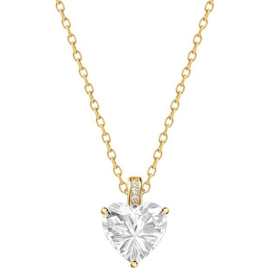 Flydeer Necklaces for Women 925 Sterling Silver Gold Plated 3CT Heart Cut 5A CZ Pendant Jewelry Gifts for Women