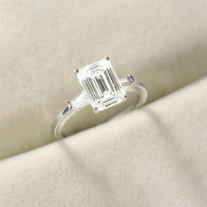 Flydeer Engagement Rings for Woman 925 Sterling Silver Emerald Cut Wedding Woman Rings 3CT 5A CZ Size 5-10