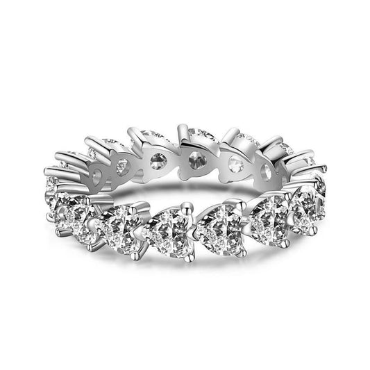 Flydeer Women's Heart Eternity Ring MM120008-S-W-WH