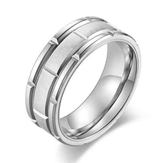 Flydeer Men Wedding Band Titanium Steel 8mm Men Rings Promise Rings for Men Size 8-12