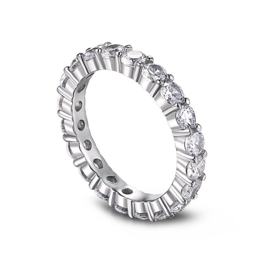 Flydeer Women's Sterling Silver Eternity Ring Ring NE120268-S-W-WH