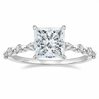 Flydeer Engagement Rings 925 Sterling Silver Rings For Women Princess Cut Promise Woman Rings 2CT 5A CZ Size 5-10