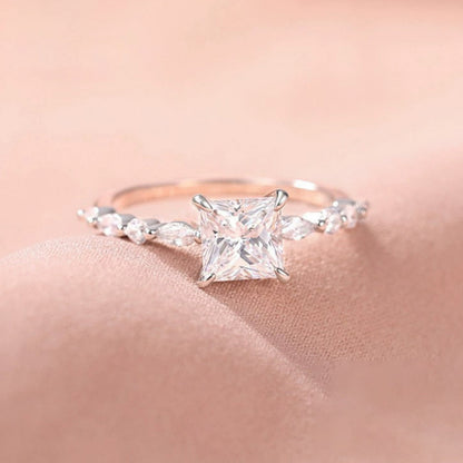 Flydeer Engagement Rings 925 Sterling Silver Rings For Women Princess Cut Promise Woman Rings 2CT 5A CZ Size 5-10