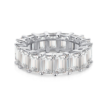 Flydeer Engagement Wedding Rings for Women 925 Sterling Silver 5A CZ Emerald Cut Wedding Band for Women Eternity Rectangle Stacking Ring for Her Size 5-9