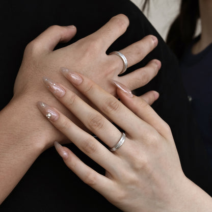 Flydeer Wedding Matching Couple Rings for Women - 925 Sterling Silver Zirconia Flower Design & Beaded Matte-Brushed Finish Lover Ring for Her Silver Size 5-8