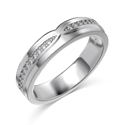 Flydeer Wedding Matching Ring for Women - Pave Zirconia with 925 Sterling Silver Bridal Lovers Couple Rings for Her Silver Size 5-8