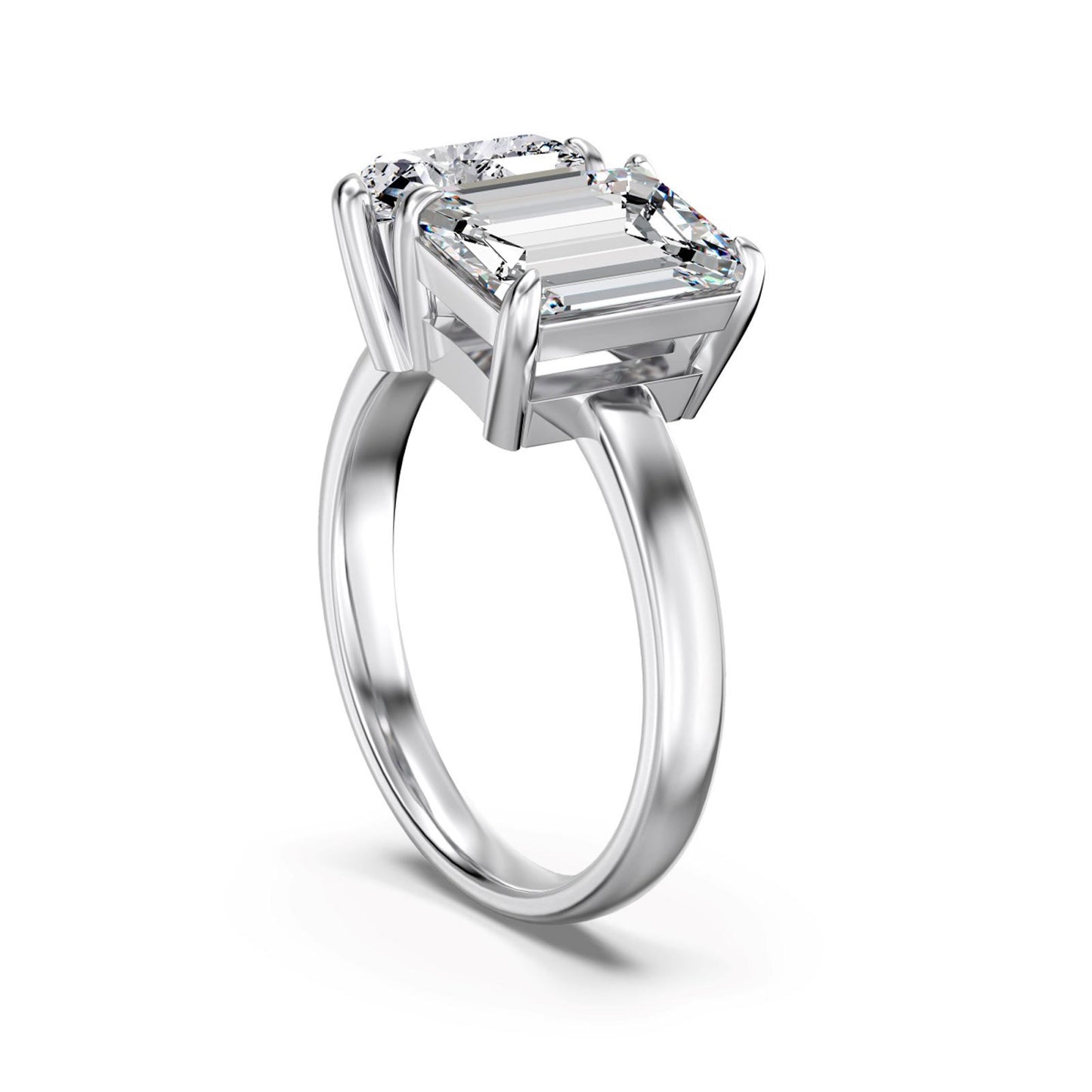 Flydeer Engagement Rings for Women 925 Sterling Silver Toi Et Moi Emerald & Pear Cut Wedding Ring 5A CZ Two Stone Ring for Her Size 5-9