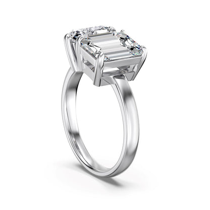 Flydeer Engagement Rings for Women 925 Sterling Silver Toi Et Moi Emerald & Pear Cut Wedding Ring 5A CZ Two Stone Ring for Her Size 5-9