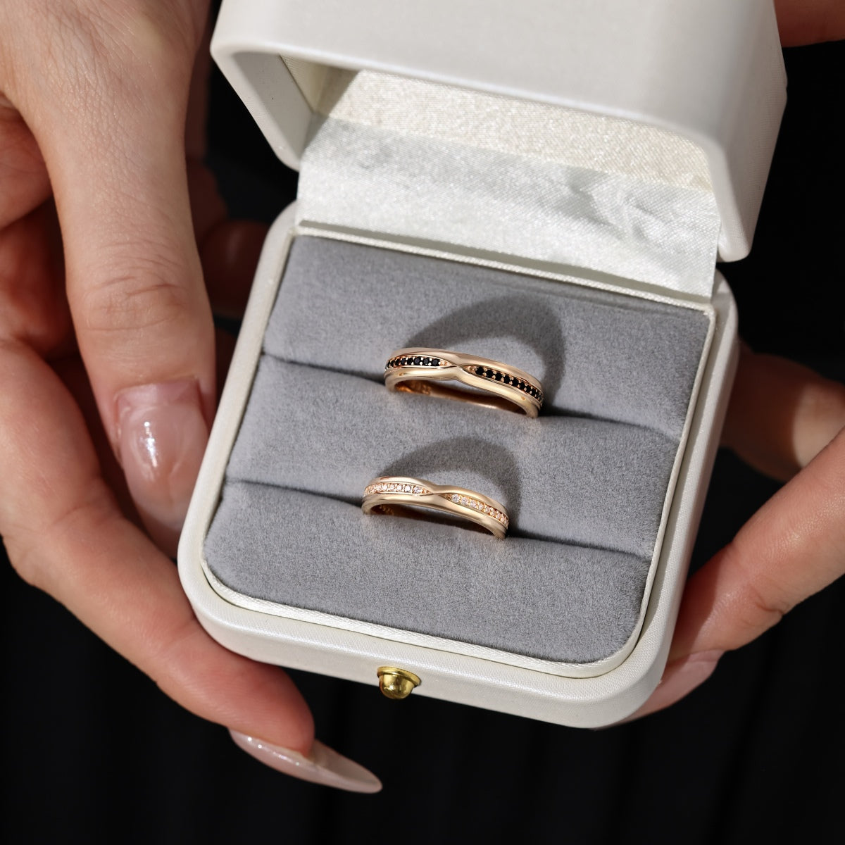Flydeer Wedding Matching Ring for Women - Pave Zirconia with 925 Sterling Silver Bridal Lovers Couple Rings for Her Silver Size 5-8