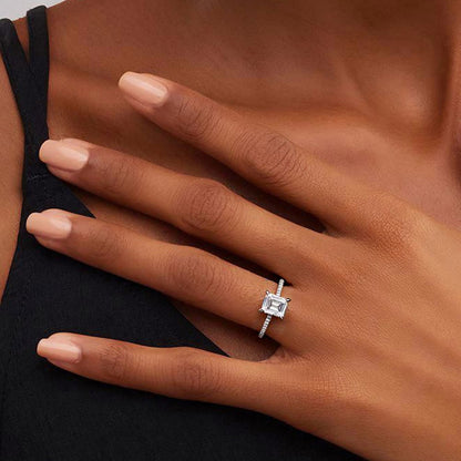 Flydeer Engagement Rings for Women 925 Sterling Silver Emerald Cut Wedding Rings 2CT 5A CZ Anniversary Size 5-9