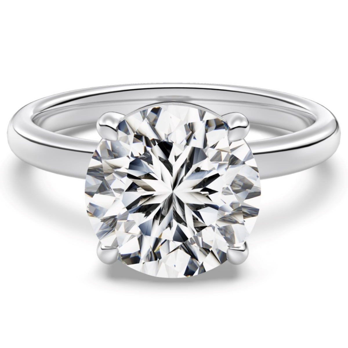 Flydeer 4 CT Engagement Ring for Women 925 Sterling Silver Round Solitaire Wedding Promise Ring for Her AAAAA CZ Size 5-9