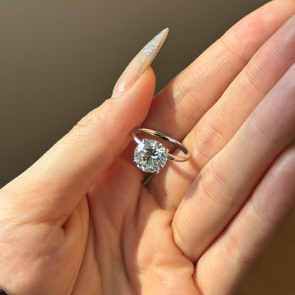 Flydeer 4 CT Engagement Ring for Women 925 Sterling Silver Round Solitaire Wedding Promise Ring for Her AAAAA CZ Size 5-9